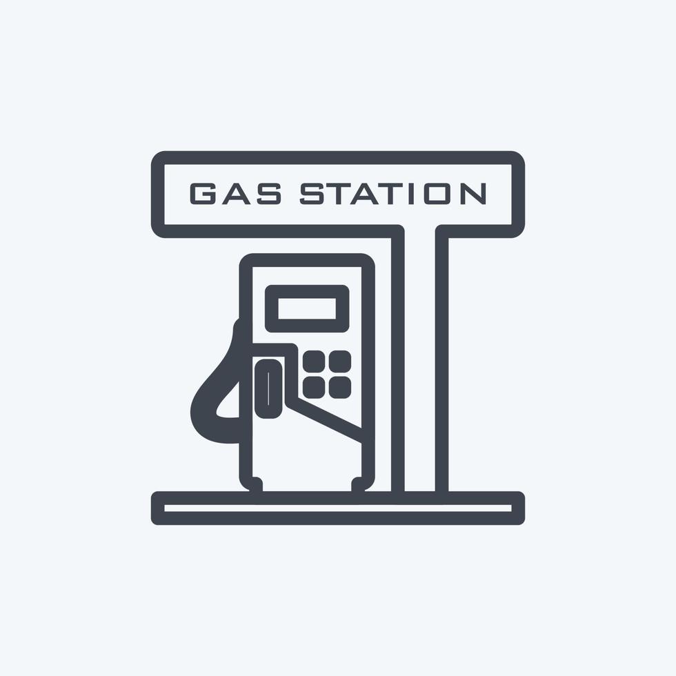icono de gasolinera en estilo de línea de moda aislado en fondo azul suave vector