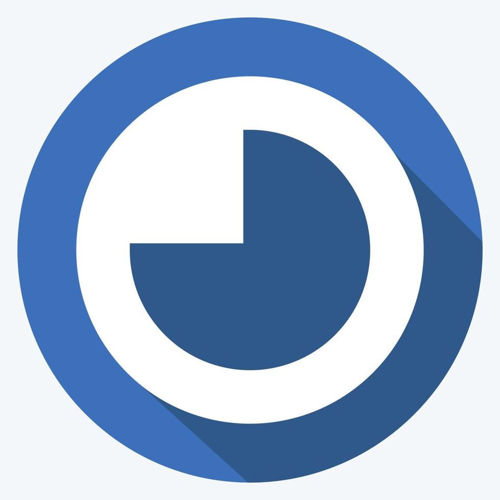 Pie Chart Icon in trendy long shadow style isolated on soft blue background vector