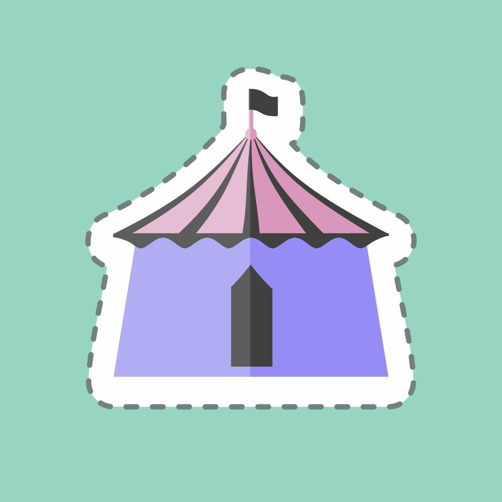 Circus Tent I Sticker in trendy line cut isolated on blue background vector