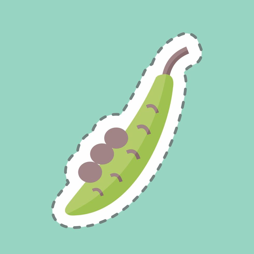 Peas Sticker in trendy line cut isolated on blue background vector