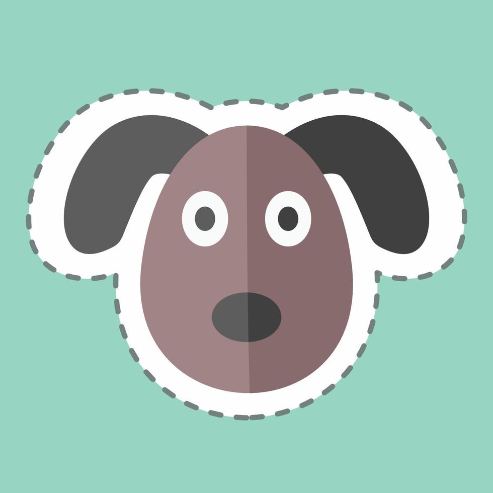 Dog Face Sticker in trendy line cut isolated on blue background vector