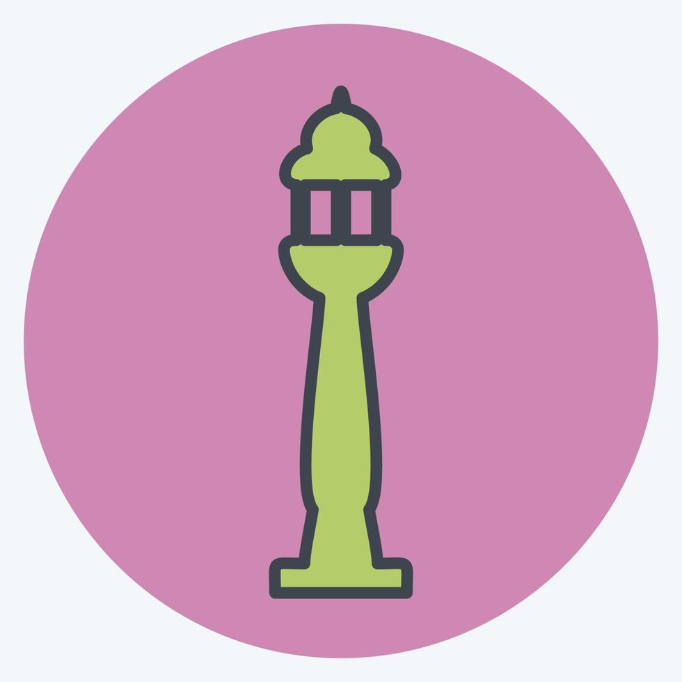 Lamp Post Icon in trendy color mate style isolated on soft blue background vector