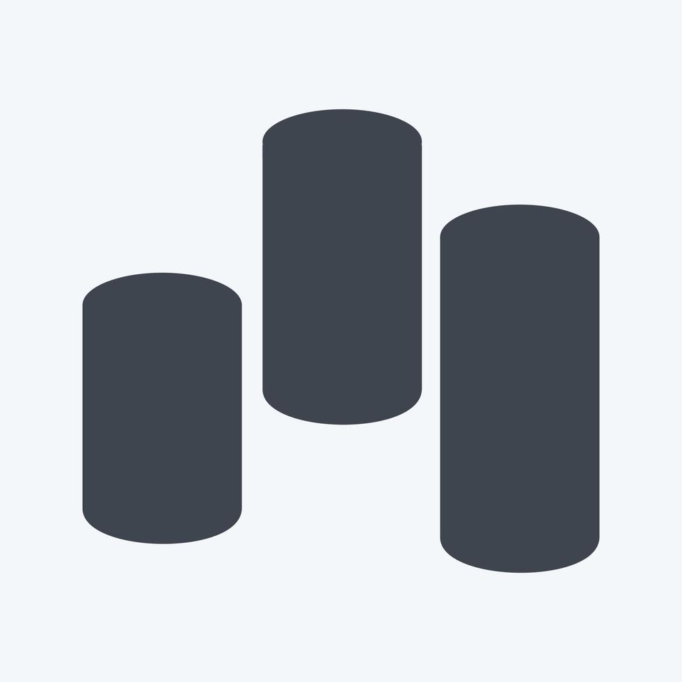 Cylindrical Bars Icon in trendy glyph style isolated on soft blue background vector
