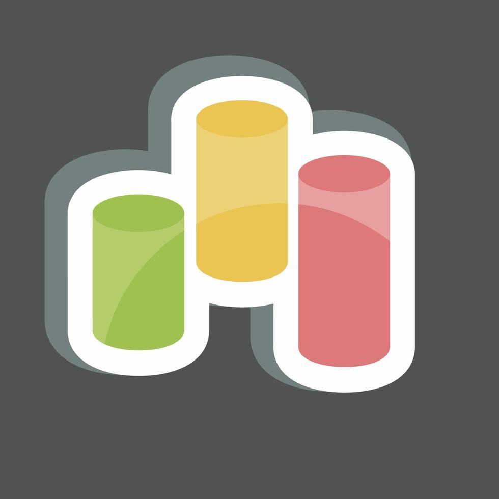 Cylindrical Bars Sticker in trendy isolated on black background vector