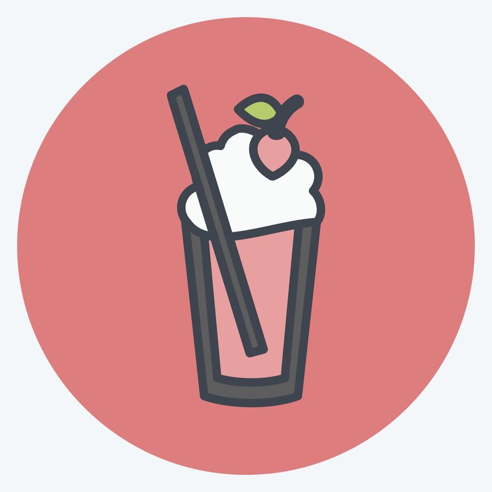 Strawberry Milkshake Icon in trendy color mate style isolated on soft blue background vector