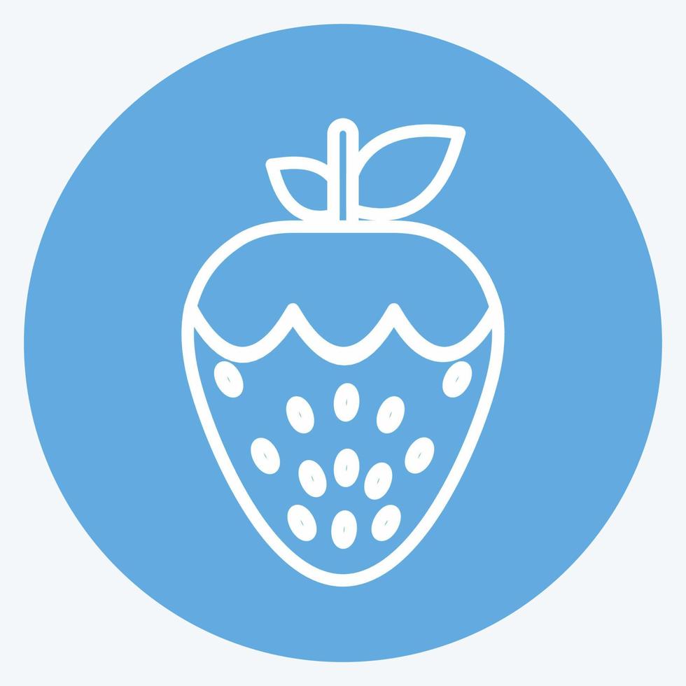 Strawberry Icon in trendy blue eyes style isolated on soft blue background vector