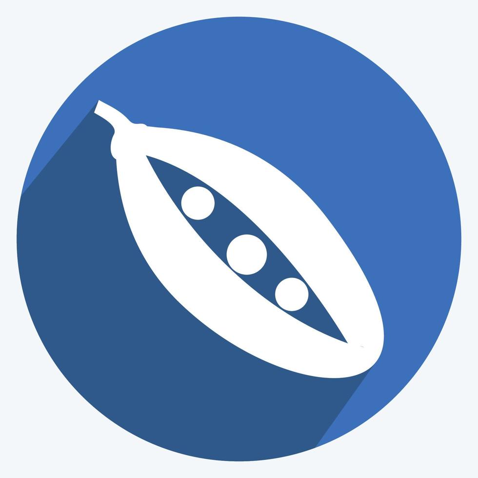Peas Icon in trendy long shadow style isolated on soft blue background vector