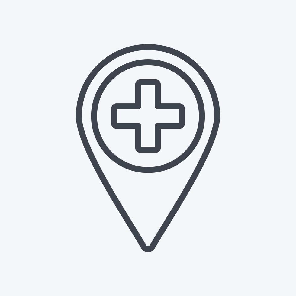 Hospital Location Icon in trendy line style isolated on soft blue background vector