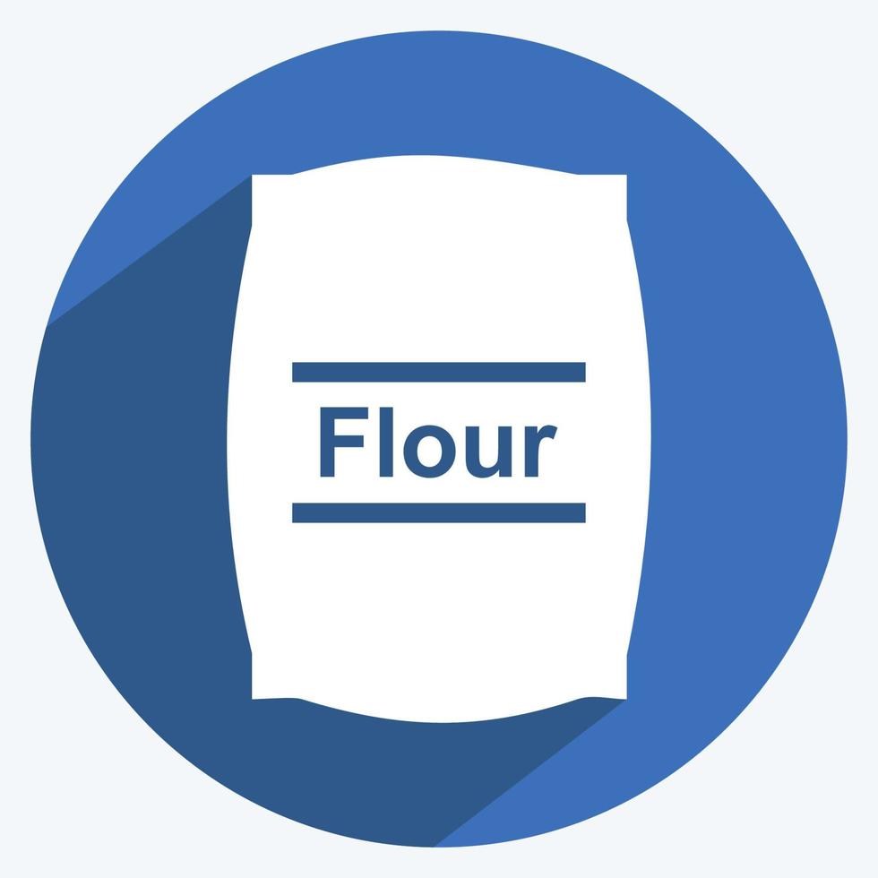 Flour bag Icon in trendy long shadow style isolated on soft blue background vector