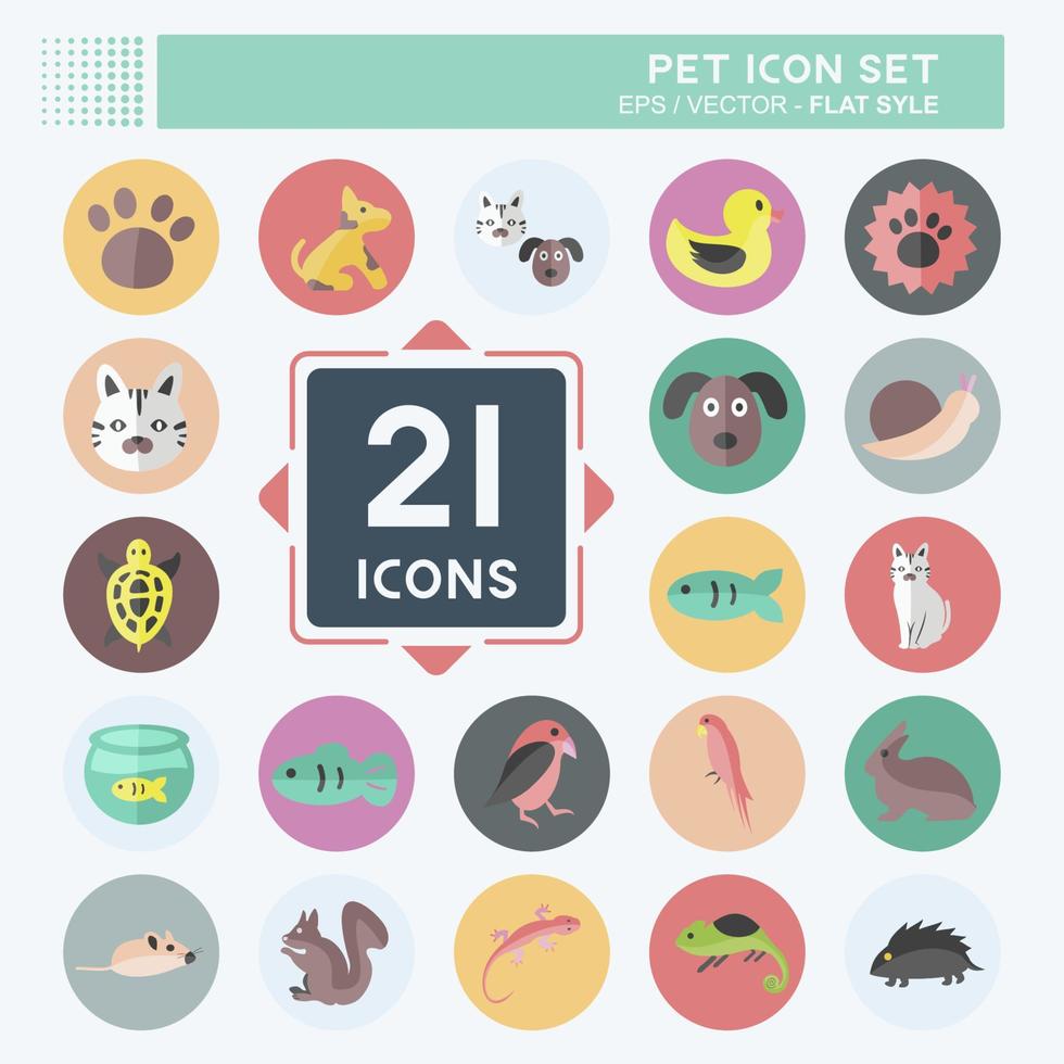 Pet Icon Set in trendy flat style isolated on soft blue background vector