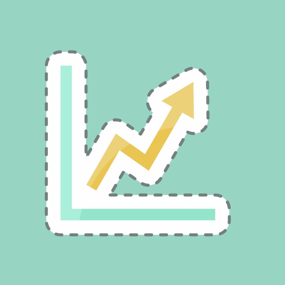 Rising Line Graph Sticker in trendy line cut isolated on blue background vector