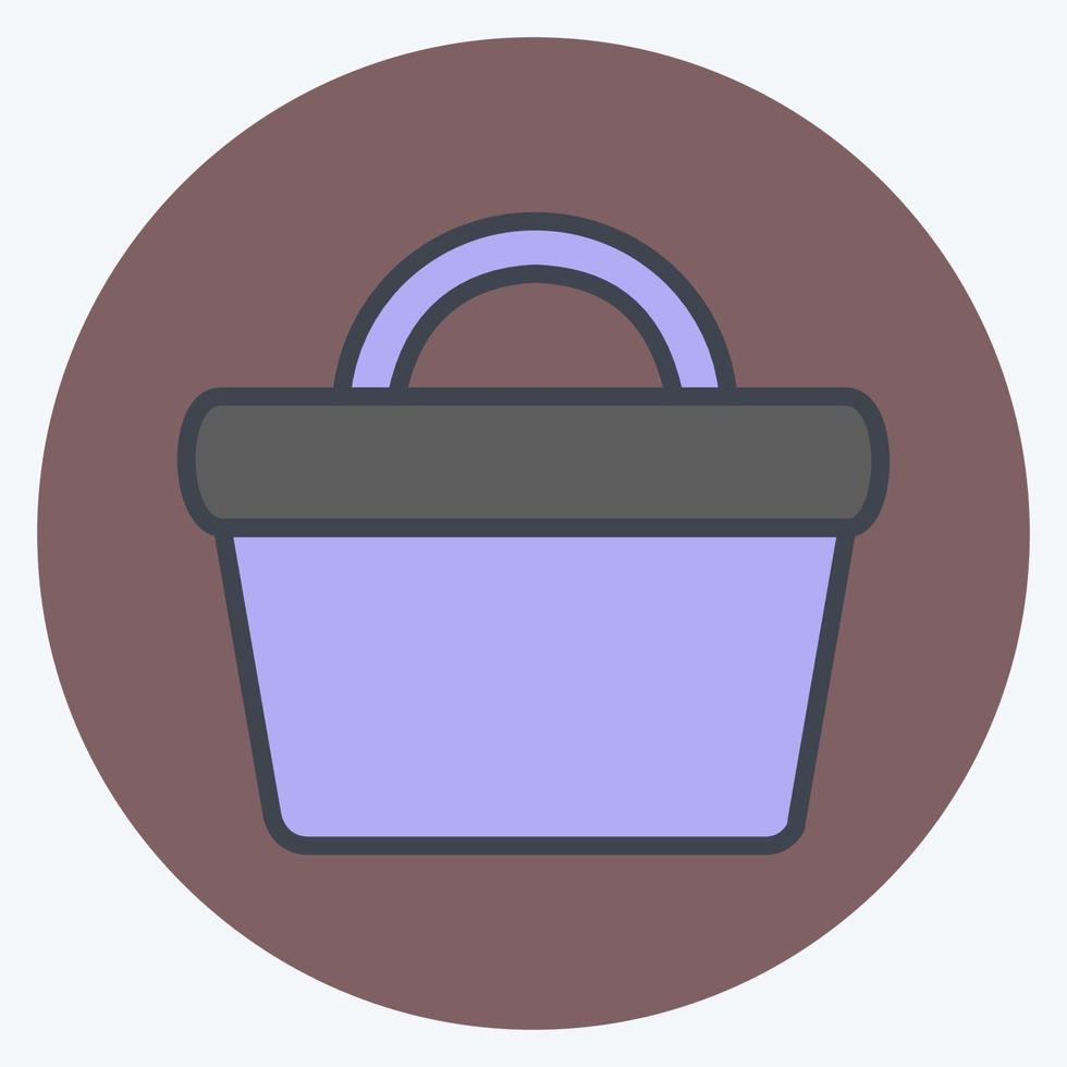 Vegetable Basket Icon in trendy color mate style isolated on soft blue background vector