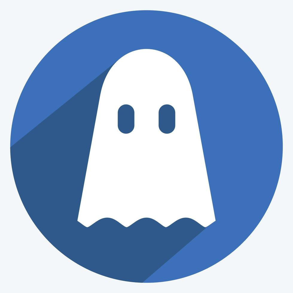 Ghosts Icon in trendy long shadow style isolated on soft blue background vector