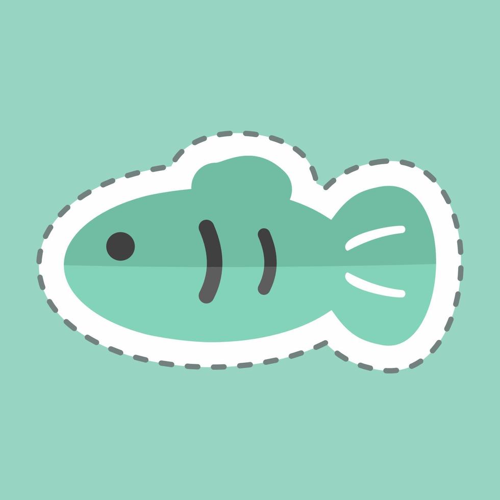 Pet Fish II Sticker in trendy line cut isolated on blue background vector