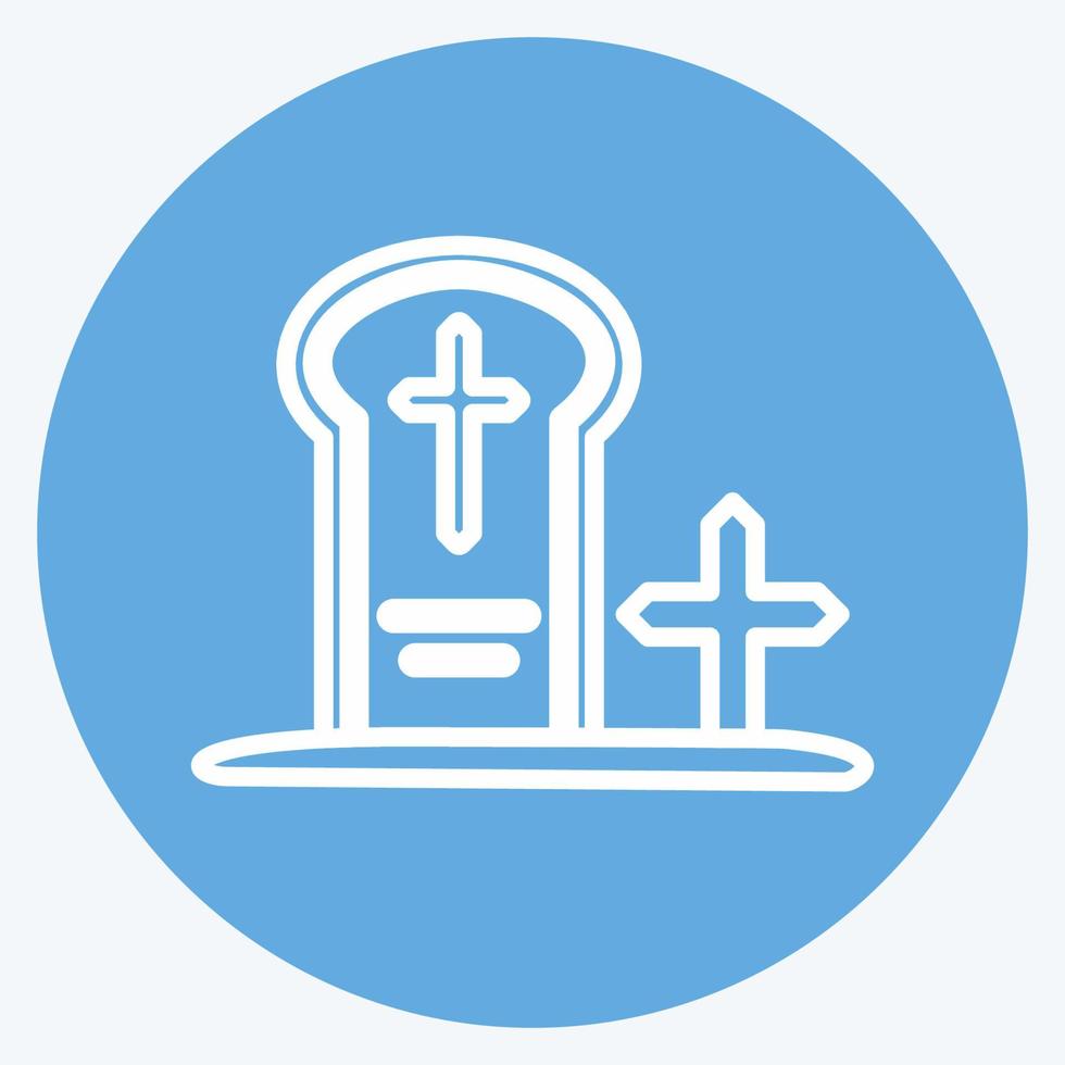 Graveyard Icon in trendy blue eyes style isolated on soft blue background vector