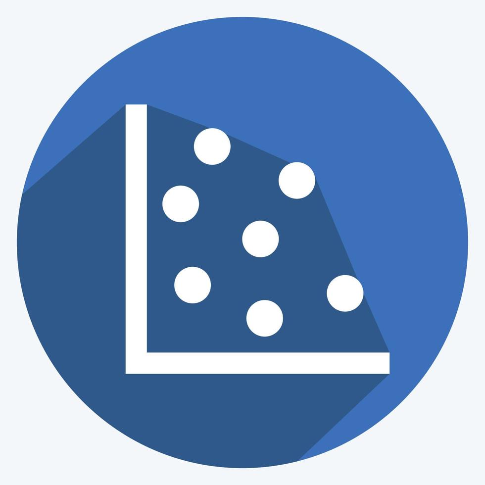 Scatter Plot I Icon in trendy long shadow style isolated on soft blue background vector