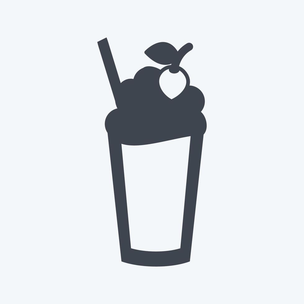 Strawberry Milkshake Icon in trendy glyph style isolated on soft blue background vector