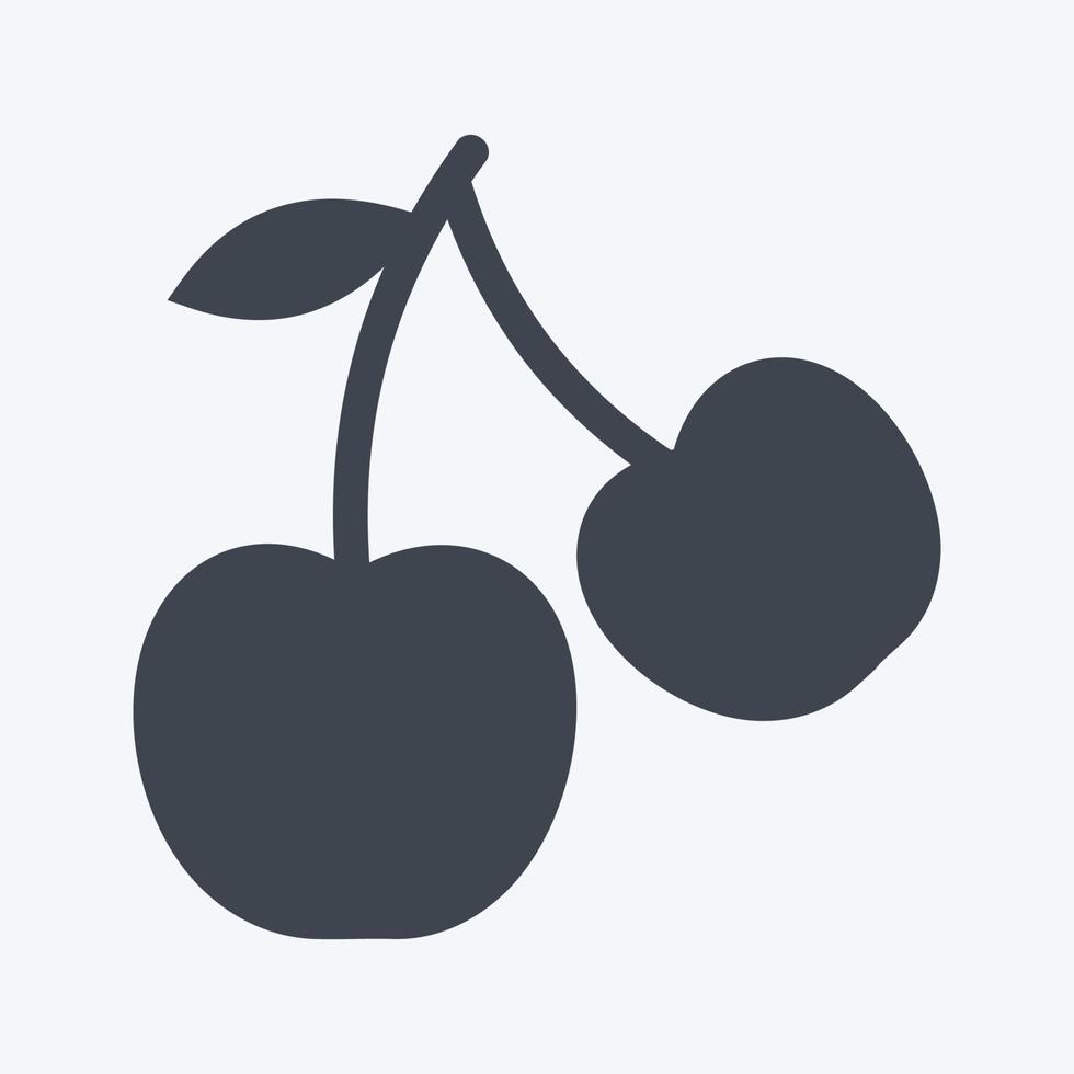 Cherry Icon in trendy glyph style isolated on soft blue background vector