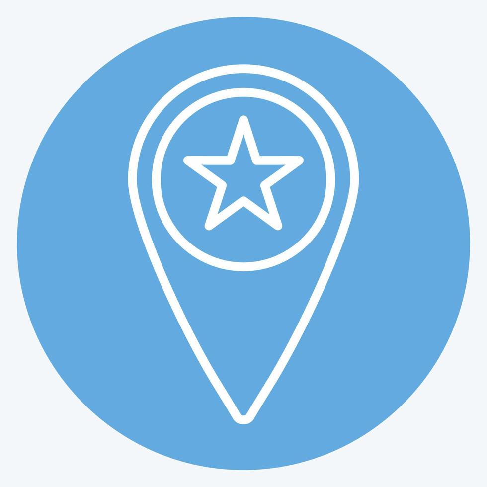 Starred Location Icon in trendy blue eyes style isolated on soft blue background vector