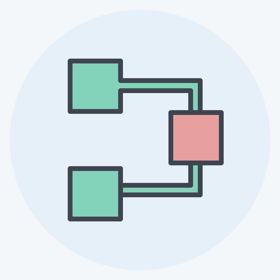Flow Chart Icon in trendy color mate style isolated on soft blue background vector