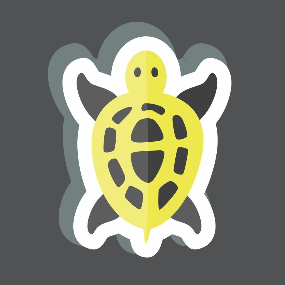 Pet Turtle Sticker in trendy isolated on black background vector