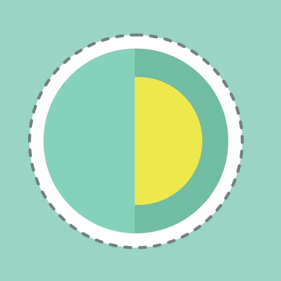 Half Pie Chart Sticker in trendy line cut isolated on blue background vector