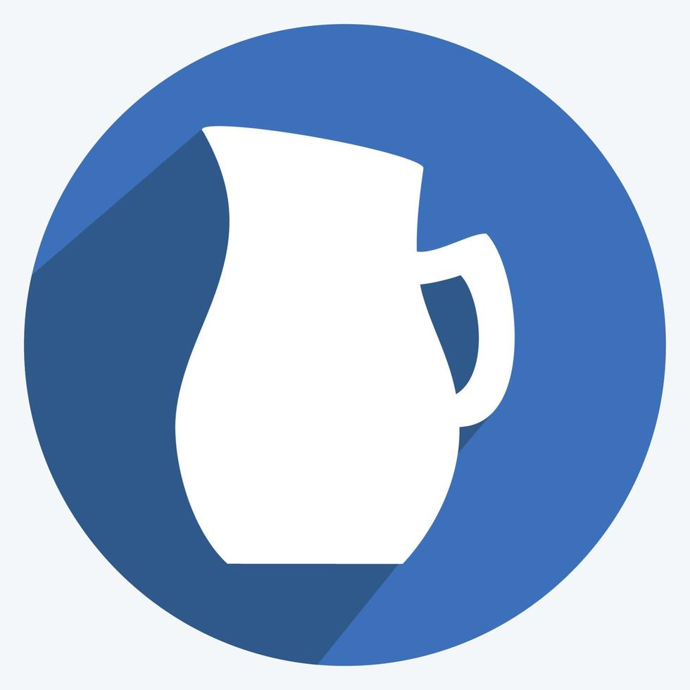 Jug of Water Icon in trendy long shadow style isolated on soft blue background vector