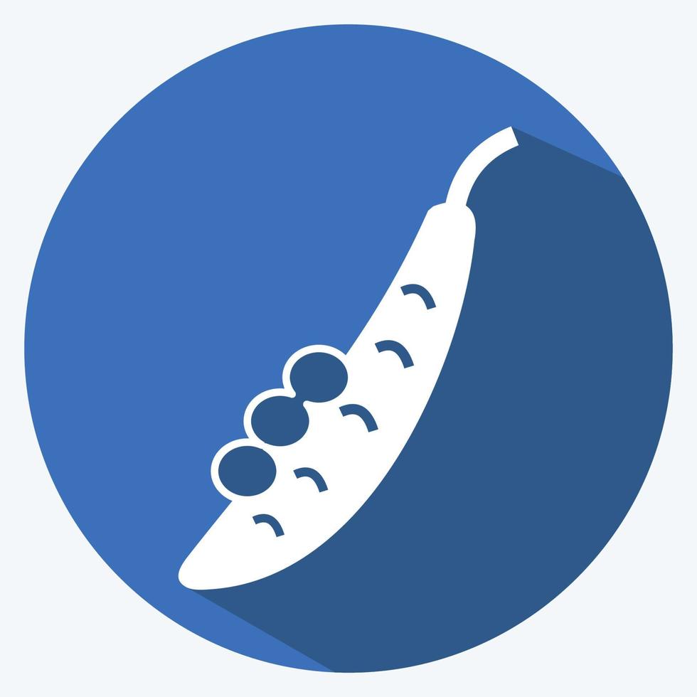 Peas Icon in trendy long shadow style isolated on soft blue background vector