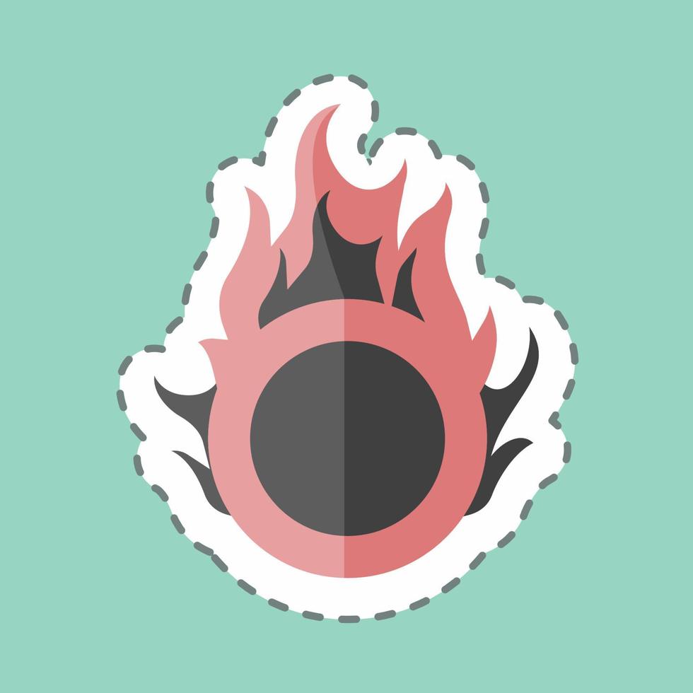 Fire Hoop Sticker in trendy line cut isolated on blue background vector