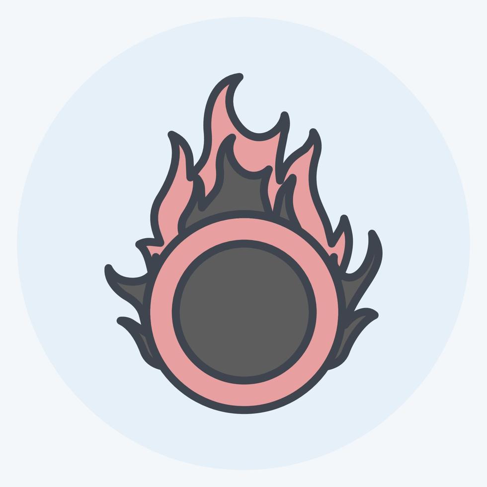 icono de aro de fuego en un estilo mate de color moderno aislado en un fondo azul suave vector