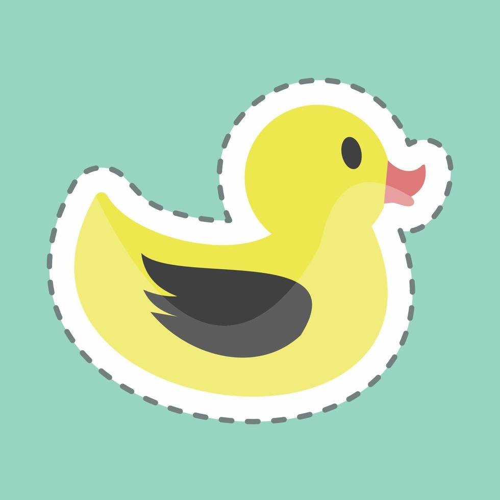 Duck Sticker in trendy line cut isolated on blue background vector