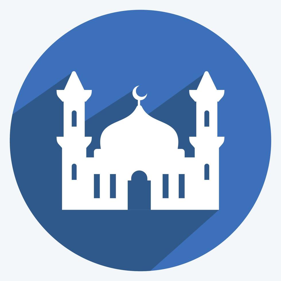 Holy Place Icon in trendy long shadow style isolated on soft blue background vector