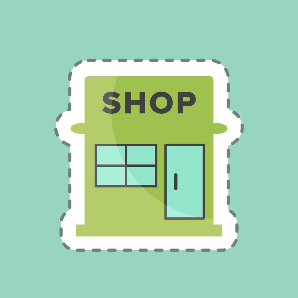 Market Sticker in trendy line cut isolated on blue background vector