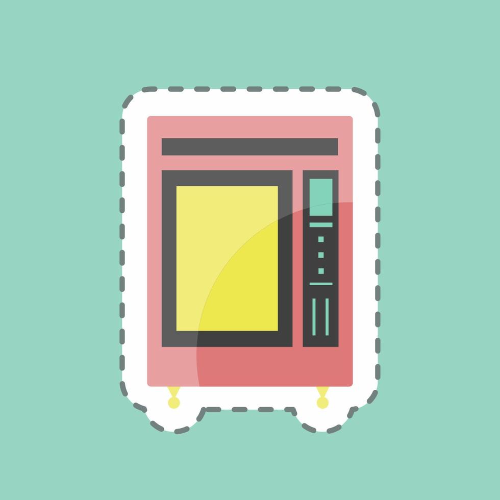 Vending Machine Sticker in trendy line cut isolated on blue background vector