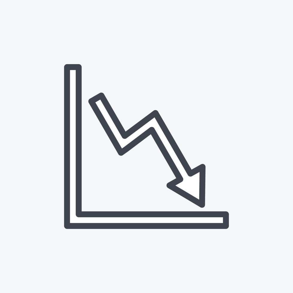 Declining Line Graph Icon in trendy line style isolated on soft blue background vector