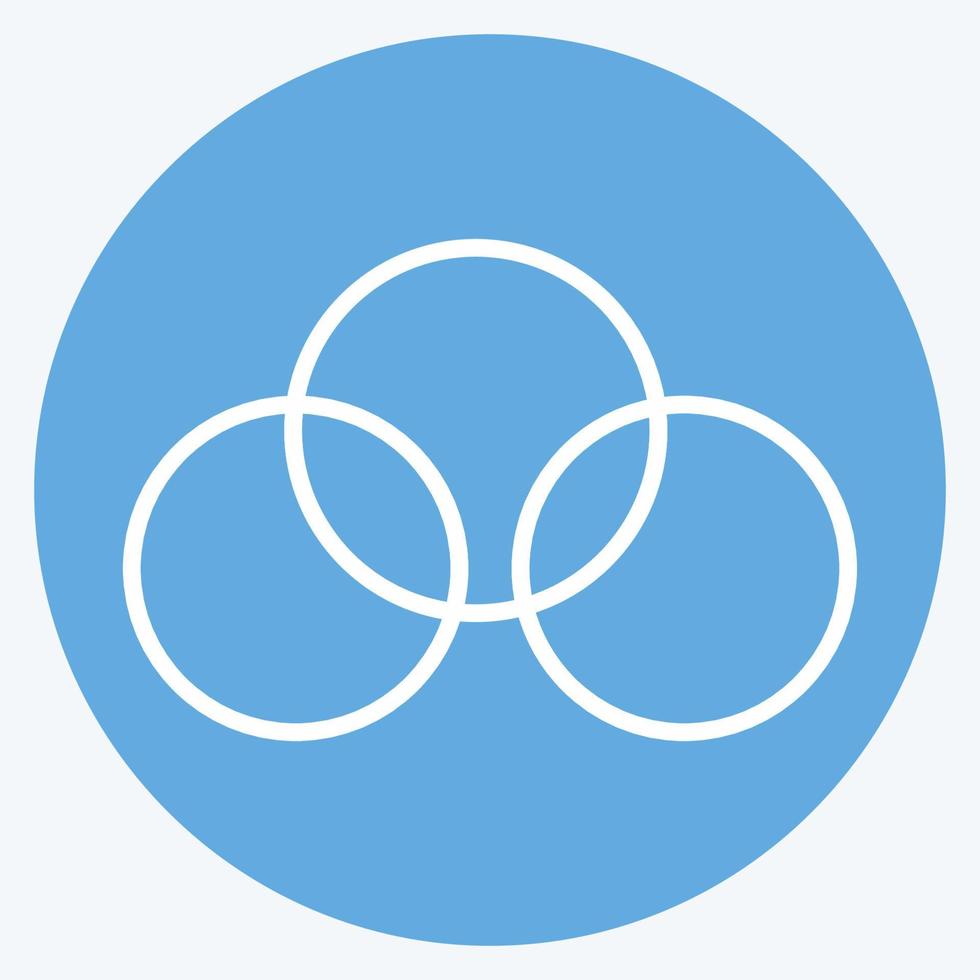 icono de diagrama de venn en estilo moderno de ojos azules aislado en fondo azul suave vector