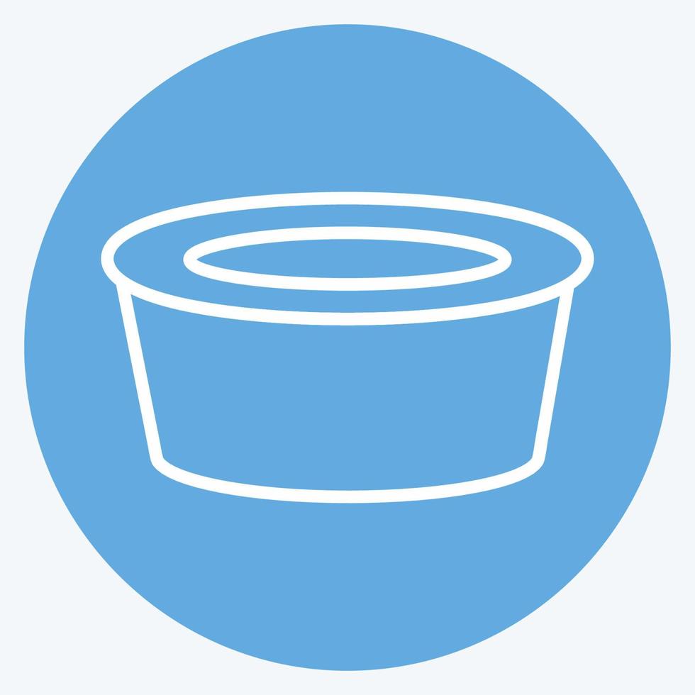 icono de olla de sopa en estilo moderno de ojos azules aislado en fondo azul suave vector