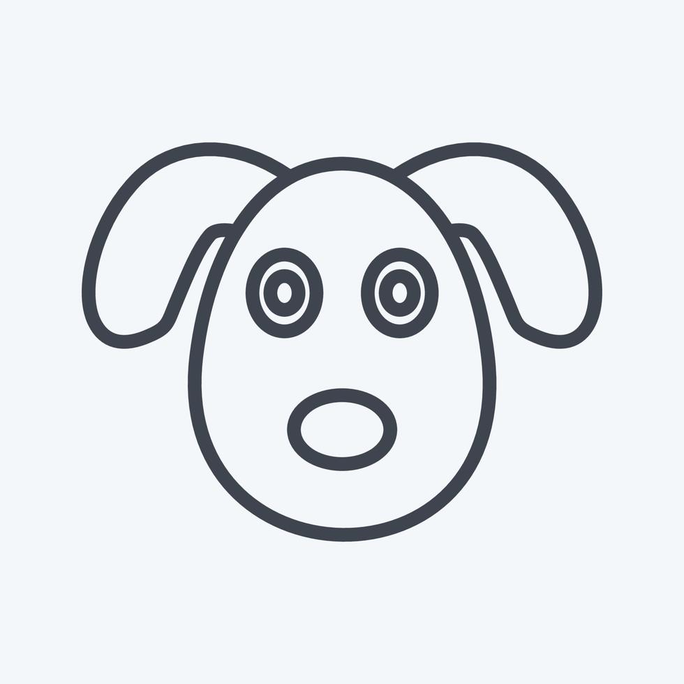 icono de cara de perro en estilo de línea de moda aislado en fondo azul suave vector