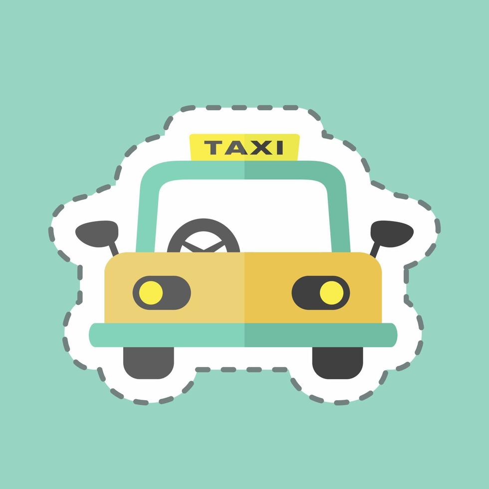 Taxi Sticker in trendy line cut isolated on blue background vector