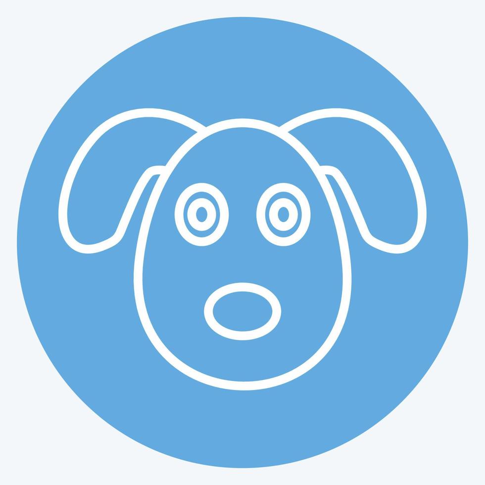 icono de cara de perro en estilo moderno de ojos azules aislado en fondo azul suave vector