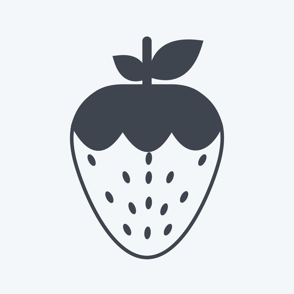 Strawberry Icon in trendy glyph style isolated on soft blue background vector