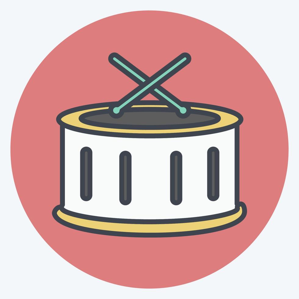 Drums Icon in trendy color mate style isolated on soft blue background vector