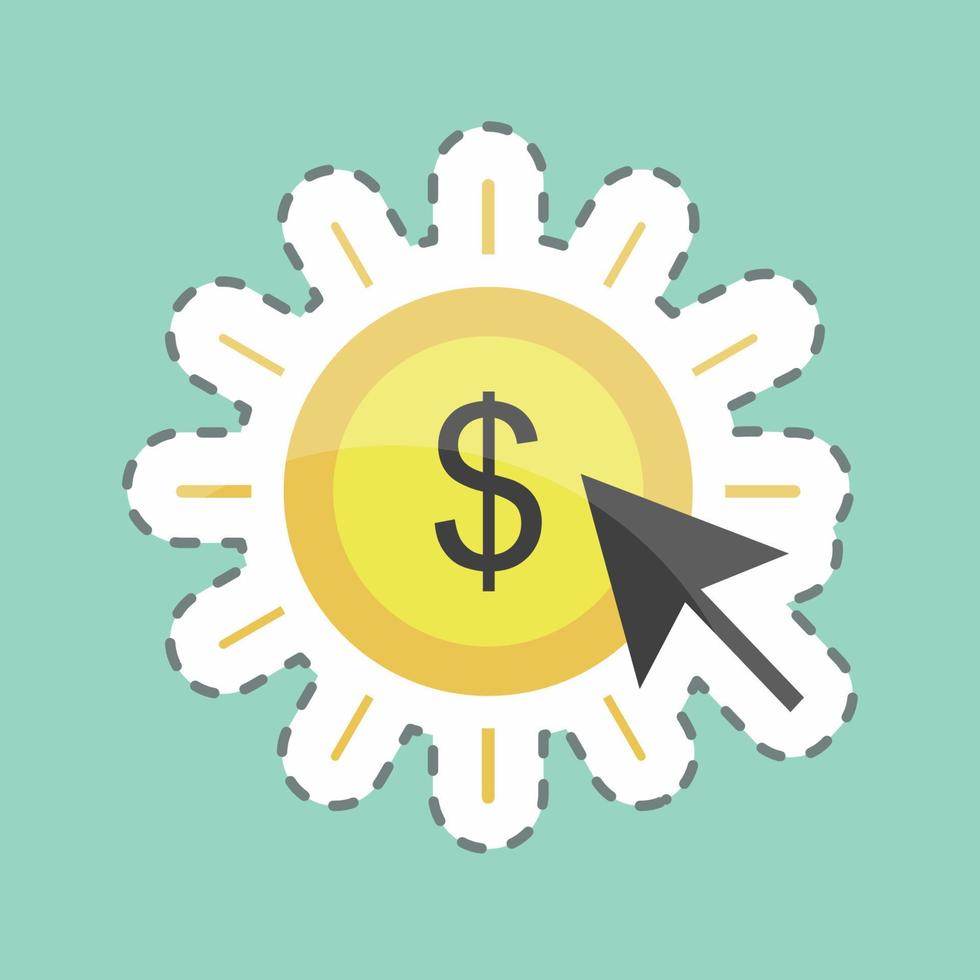 Pay Per Click Sticker in trendy line cut isolated on blue background vector