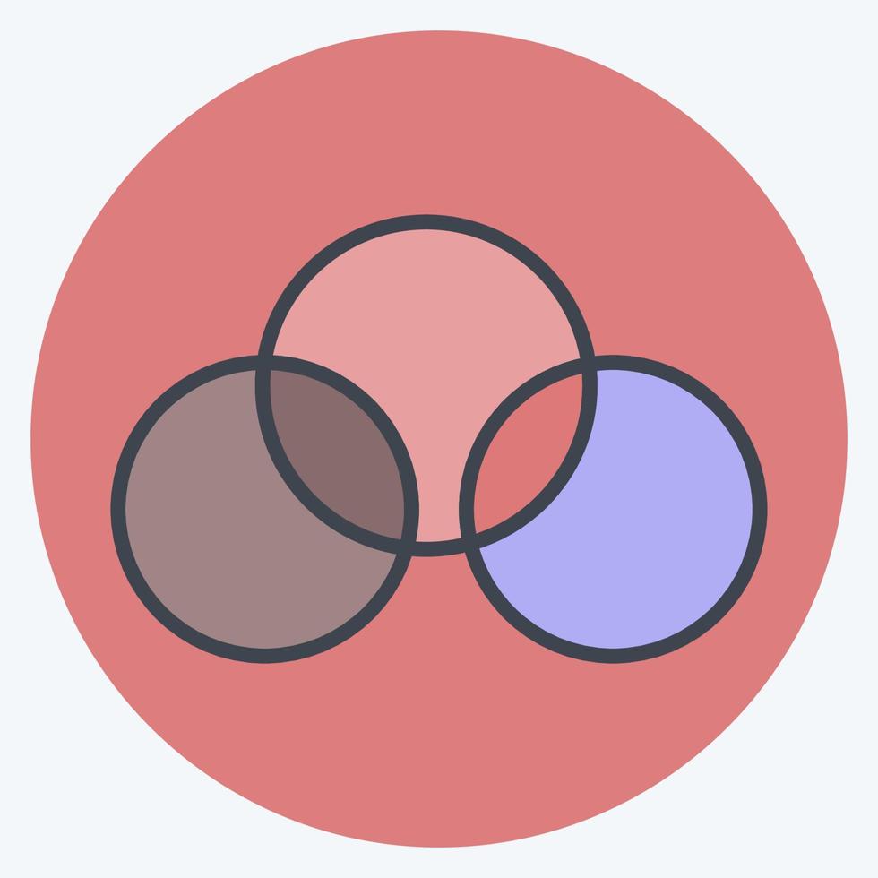 icono de diagrama de venn en un moderno estilo mate de color aislado en un fondo azul suave vector