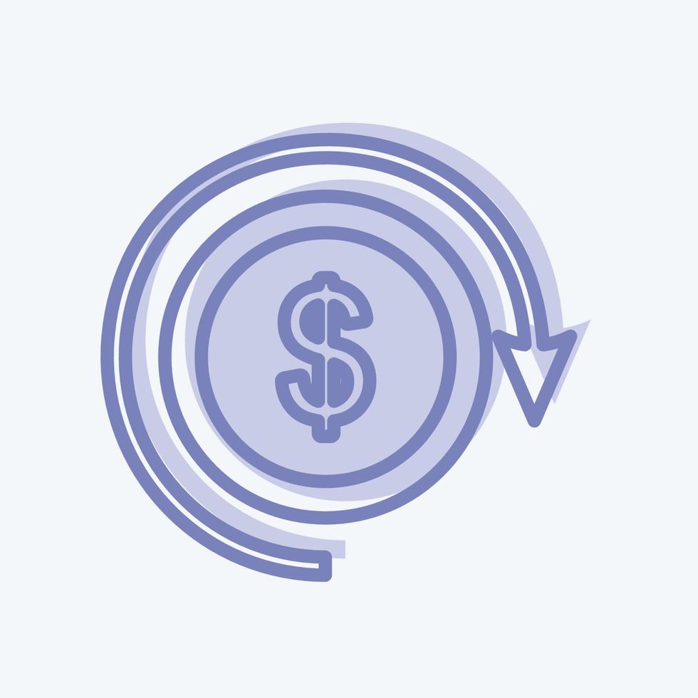 Return on Investment Icon in trendy two tone style isolated on soft blue background vector