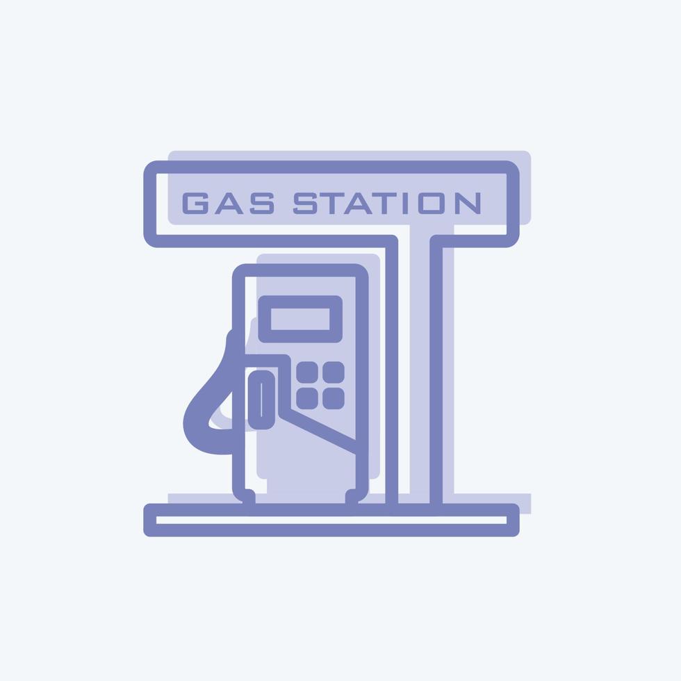 icono de la gasolinera en un moderno estilo de dos tonos aislado en un fondo azul suave vector