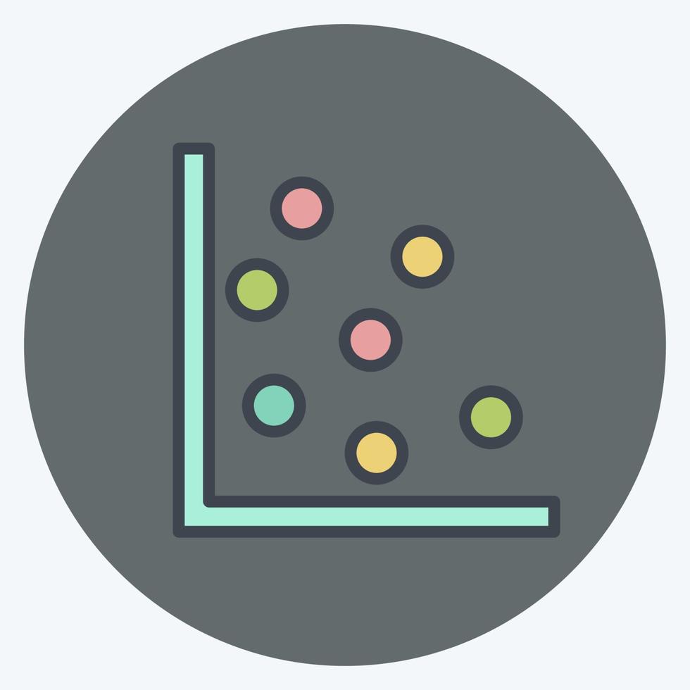 Scatter Plot I Icon in trendy color mate style isolated on soft blue background vector