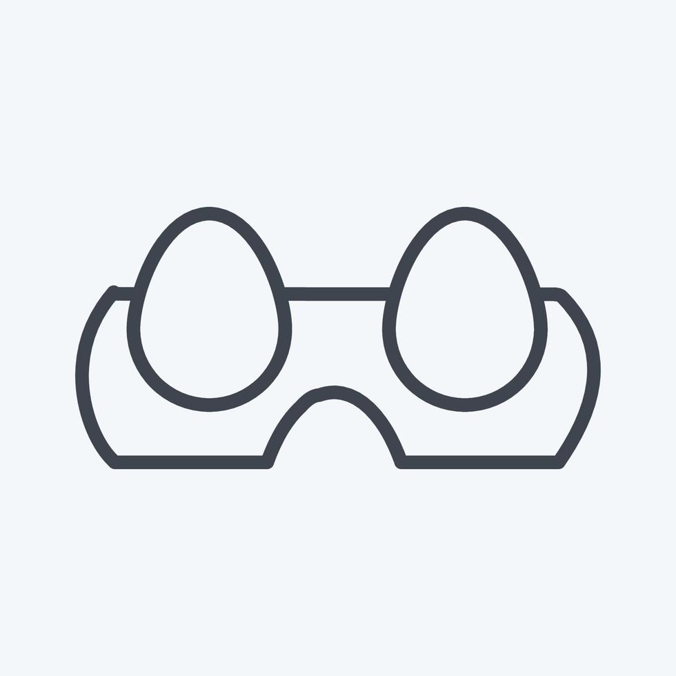 icono de huevos en estilo de línea de moda aislado en fondo azul suave vector