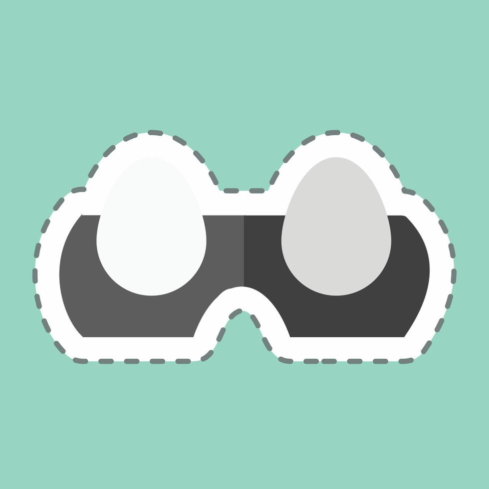Eggs Sticker in trendy line cut isolated on blue background vector