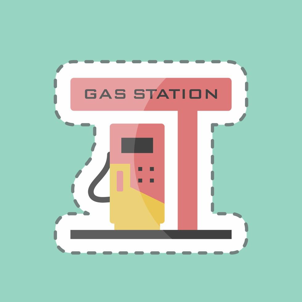 Gas Station Sticker in trendy line cut isolated on blue background vector